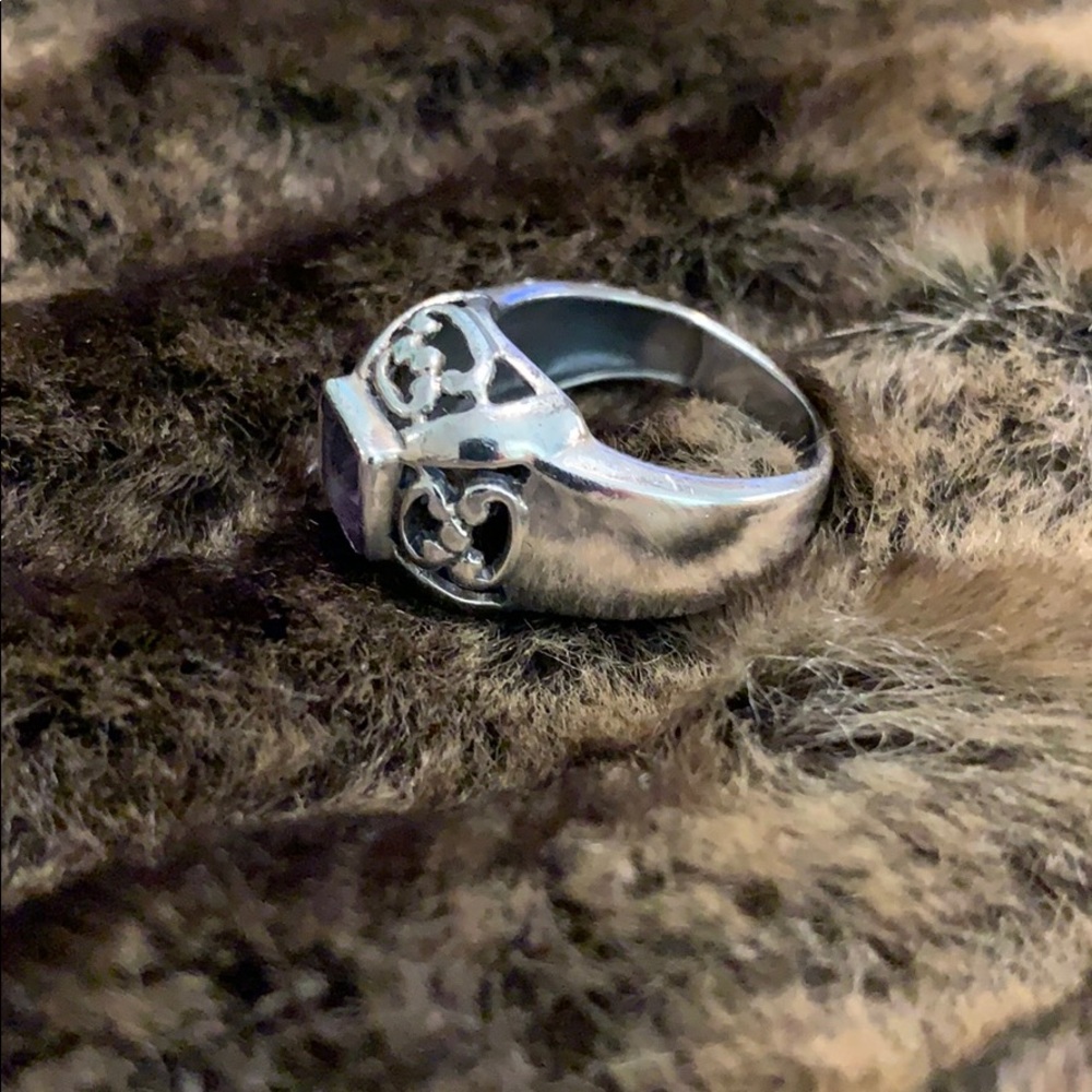 💜 Stylish, eclectic, amethyst sterling silver ring 925 #A97 - Picture 4 of 7